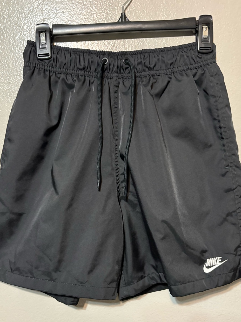 Men’s Nike Black Athletic Pull-On Shorts with White Swoosh Size XXS